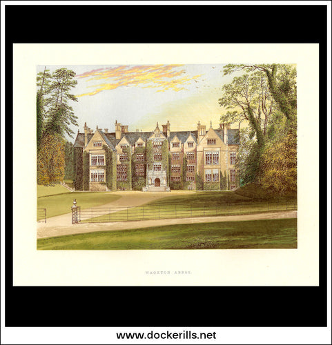 Wroxton Abbey, Near Banbury, Oxfordshire, England. Antique Print, Chromoxylograph 1880.