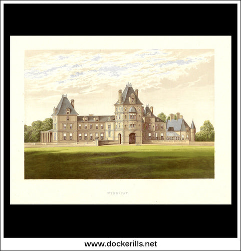 Wynnstay, Near Rhuabon, Denbigshire, Wales. Antique Print, Chromoxylograph 1880.