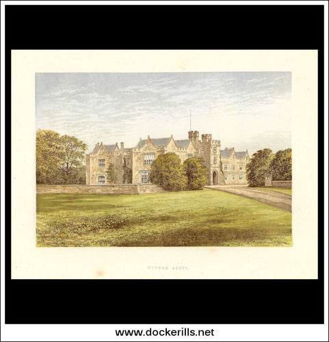 Wytham Abbey, Near Oxford, Oxfordshire, England. Antique Print, Chromoxylograph 1880.