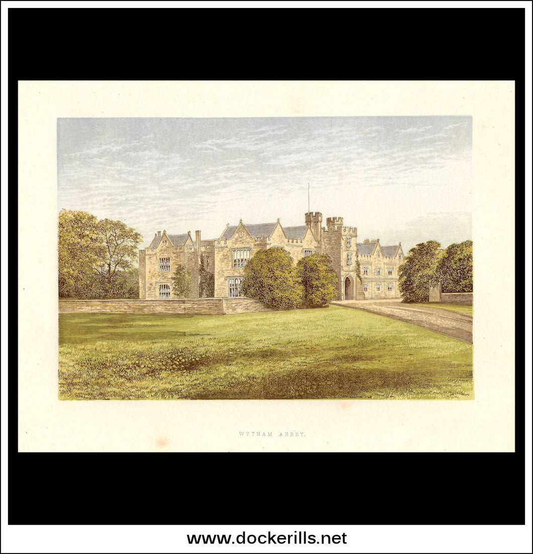 Wytham Abbey, Near Oxford, Oxfordshire, England. Antique Print, Chromoxylograph 1880.