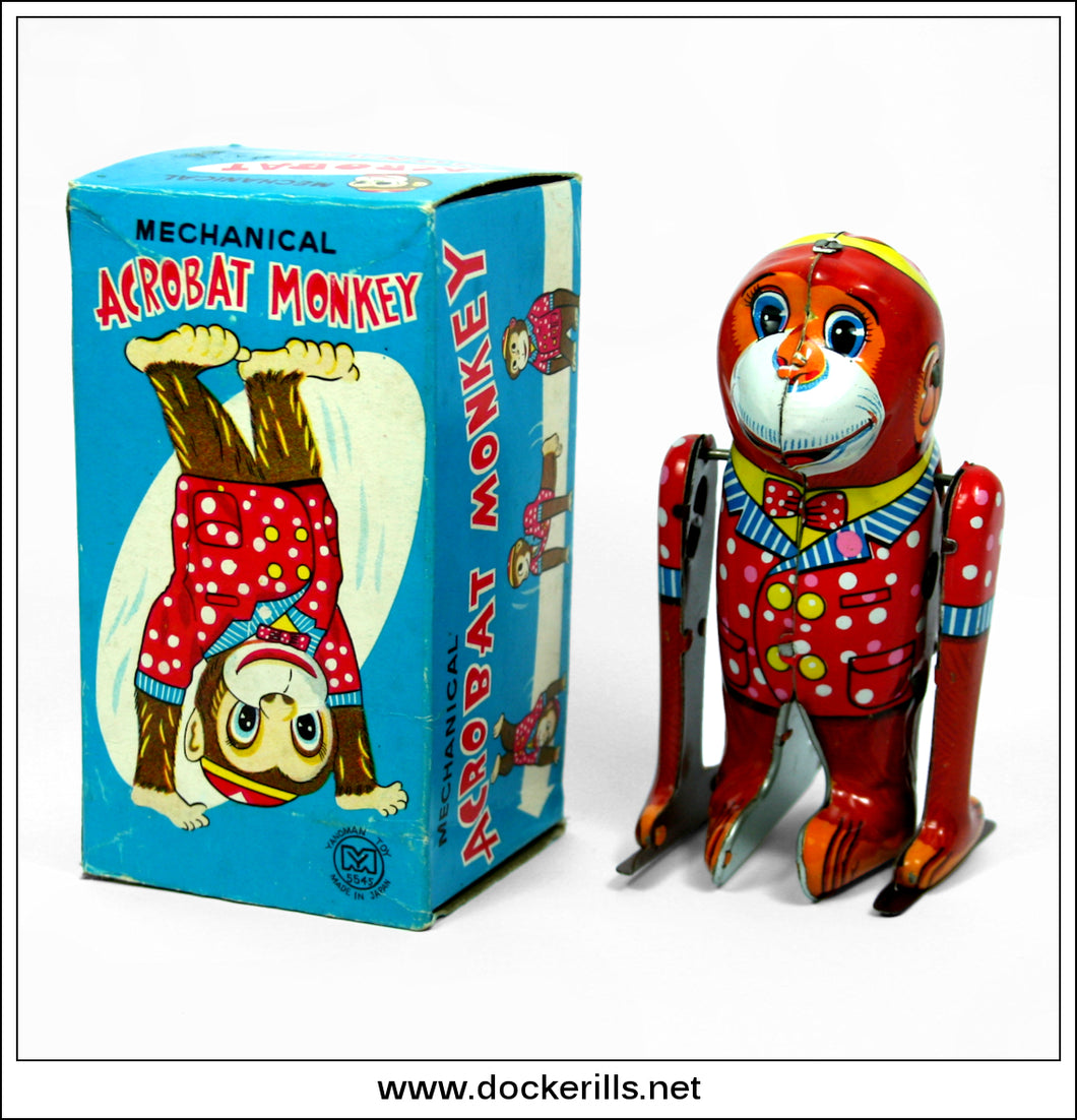 人気新品 Monkey. Acrobat Vintage Toy Novelty Clockwork Plate Tin その他