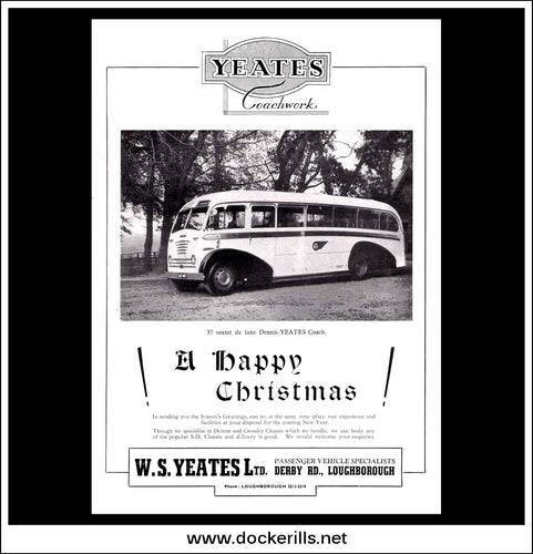 Yeates Buses And Coaches. Original Vintage Advert From December, 1950.