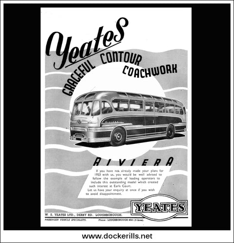 Yeates Riviera Bus/Coach. Original Vintage Advert From October, 1952.