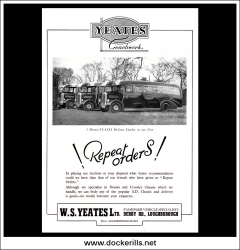 Yeates Buses And Coaches. Original Vintage Advert From July, 1950.
