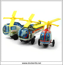 Helipcopter x 3. Friction Drive Novelty Toys, YONE/Yoneya, Japan.