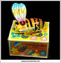 Flapping Bee, Novelty Tin Plate Toy. Clockwork / Wind-Up Novelty Toy, Yoneya, Japan. No. 2174 1.
