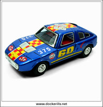 Mercedes C111 Blue Racing Car, Vintage Tin Toy, Yoneya, Japan.