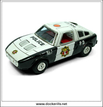 Mercedes C111 Police Car, Vintage Tin Toy, Yoneya, Japan.