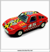 Mercedes C111 Red Racing Car, Vintage Tin Toy, Yoneya, Japan.