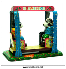 Playful Animal Swing, Vintage Tin Plate Clockwork / Wind-Up Novelty Toy, Yoneya, Yone Japan 1.