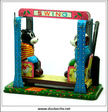 Playful Animal Swing, Vintage Tin Plate Clockwork / Wind-Up Novelty Toy, Yoneya, Yone Japan 2.