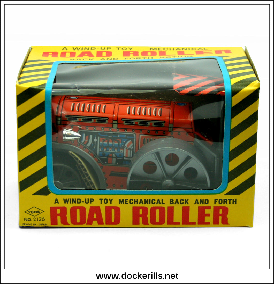 Road Roller No. 2126, Vintage Tin Plate Clockwork / Wind-Up Novelty Toy, Yoneya, Yone Japan. SPECIAL OFFER