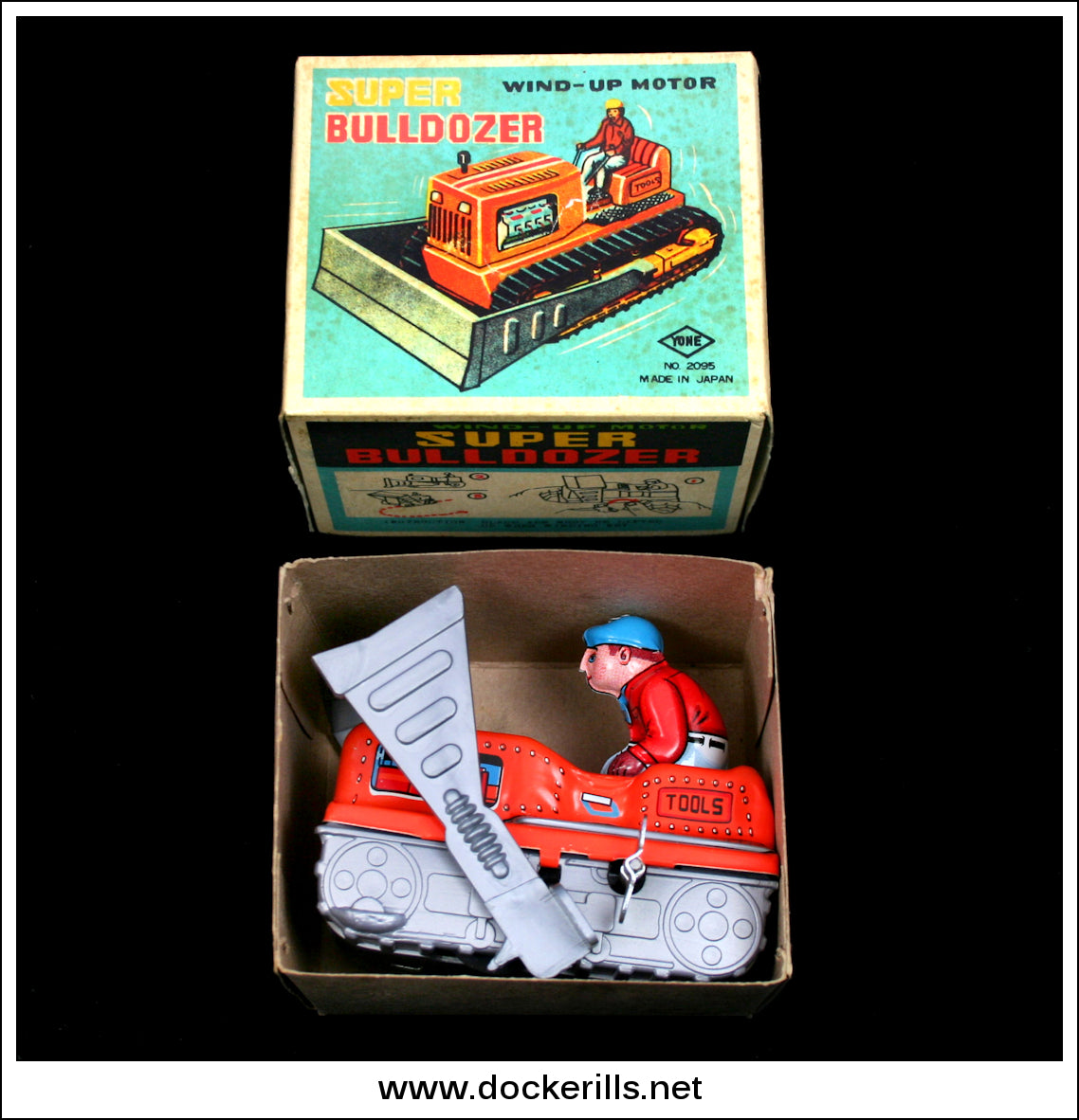 Super Bulldozer Vintage Tin Plate Clockwork / Wind-Up