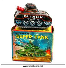 Super Tank, Vintage Tin Plate Clockwork / Wind-Up Novelty Toy, Yoneya, Yone Japan.