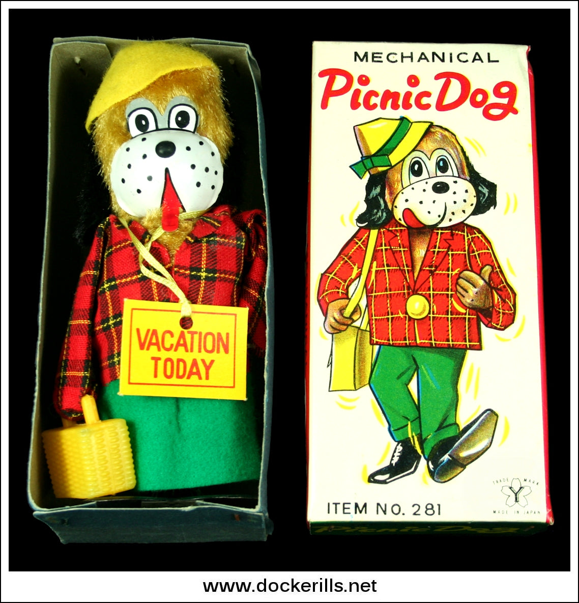 Picnic Dog, Vintage Tin Plate Clockwork / Wind-Up Novelty