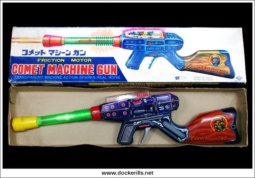 Comet Machine Gun. Vintage Tin Plate Toy Space Ray Gun, Yoshiya, Japan.
