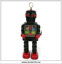 High Wheel Robot. Vintage Tin Plate Toy Robot, Yoshiya, Japan. Six Wheel 1.