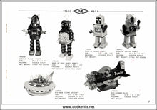 Yoshiya Catalogue 1968 Page 7 Tin Plate And Plastic Toy Robots.