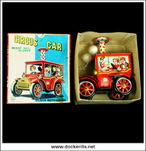 Circus Car, Merry Ball Blower Vintage Tin Plate Clockwork / Wind-Up Novelty Toy, Yoshiya, Japan 3.