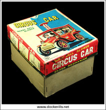 Circus Car, Merry Ball Blower Vintage Tin Plate Clockwork / Wind-Up Novelty Toy, Yoshiya, Japan 4.