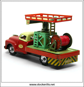 Telephone Service Car, Vintage Tin Plate Friction Toy, Yoshiya, Japan 5.